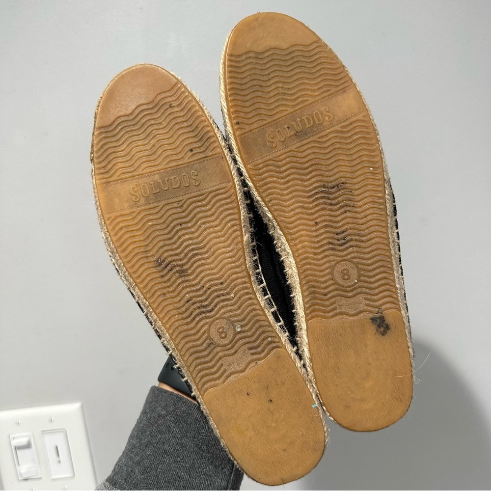 Soludos Jason Polan Gold Embroidered Wink Espadrille Black Size 8 - Picture 12 of 14
